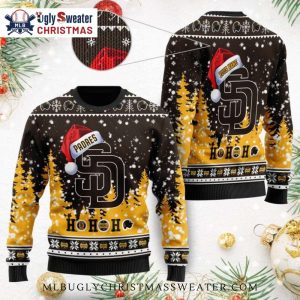 San Diego Padres Ugly Christmas Sweater Ho Ho Ho Santa Hat