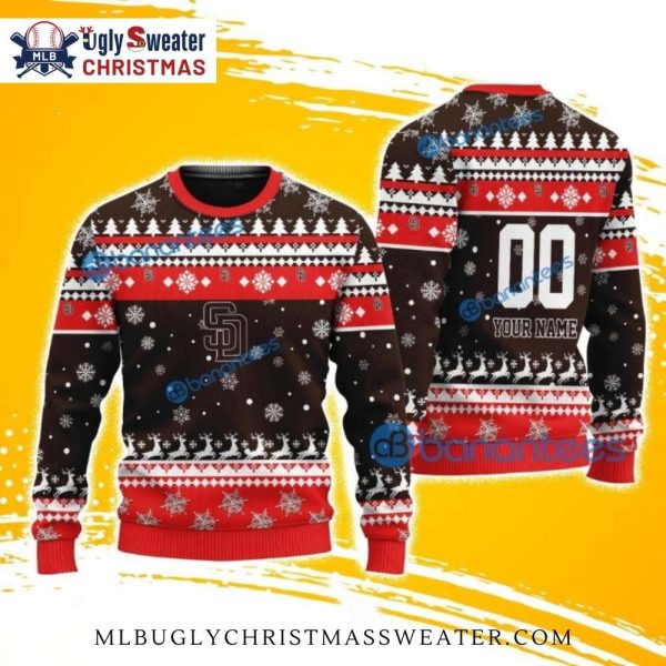 San Diego Padres Ugly Christmas Sweater Red And Reindeer Design