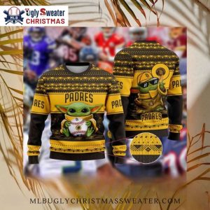 San Diego Padres Ugly Sweater Baby Yoda Baseball Design