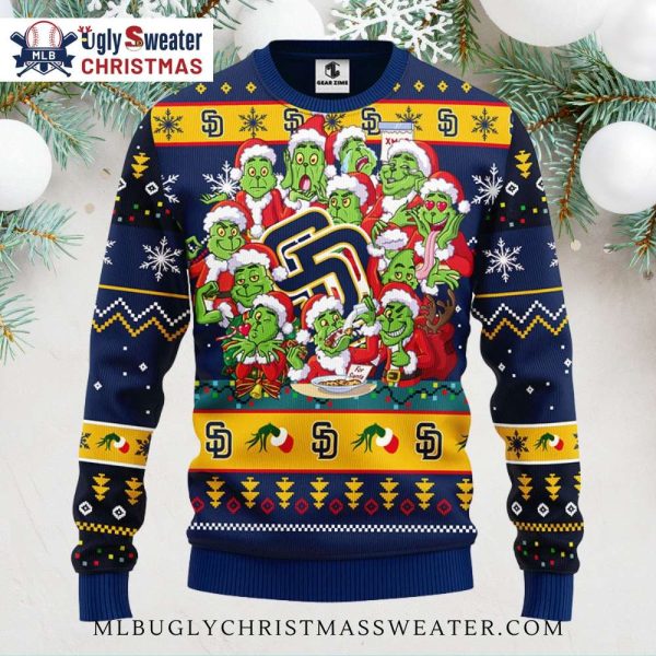 San Diego Padres Ugly Sweater With 12 Grinch Xmas Day