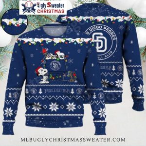 San Diego Padres Ugly Sweater With Cute Snoopy And Christmas Lights