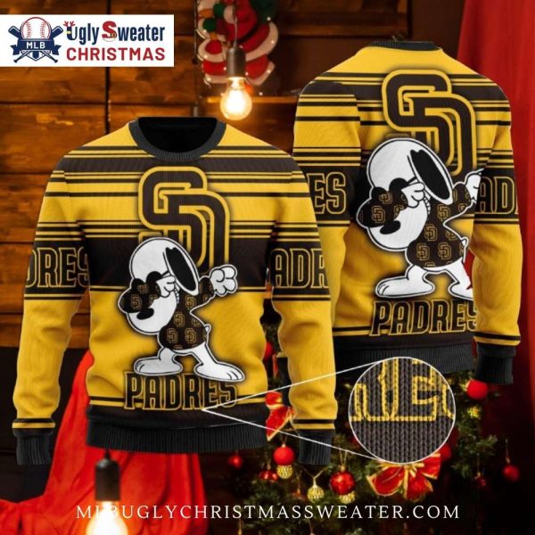 San Diego Padres Ugly Sweater With Snoopy Dabbing Design