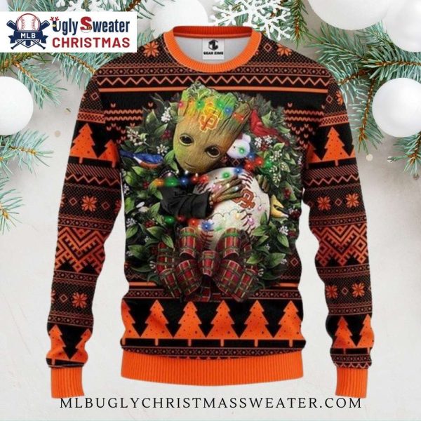 San Francisco Giants Groot Ugly Christmas Sweater With Lights