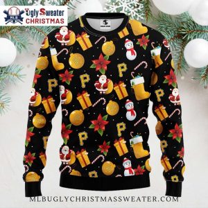 Santa And Snowmen Pittsburgh Pirates Ugly Christmas Sweater