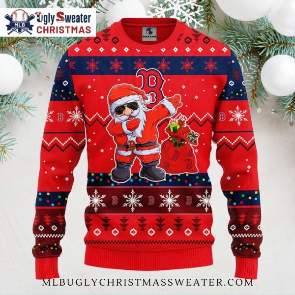 Santa Dabbing Boston Red Sox Ugly Christmas Sweater