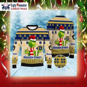 Santa Grinch Milwaukee Brewers Ugly Christmas Sweater Christmas Spirit