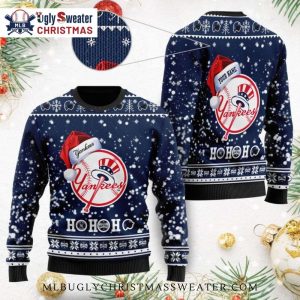 Santa Hat Ho Ho Ho Yankees Custom Ugly Christmas Sweater