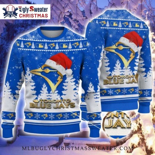 Santa Hat Toronto Blue Jays Blue Christmas Ugly Sweater