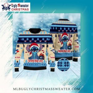 Santa Stitch Toronto Blue Jays Ugly Christmas Sweater