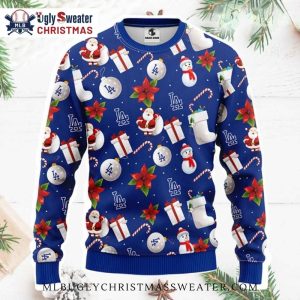 Santa Themed Dodgers Icons Ugly Christmas Sweater 1