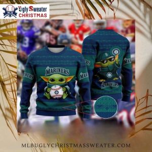 Seattle Mariners Baby Yoda Baseball Fan Ugly Christmas Sweater