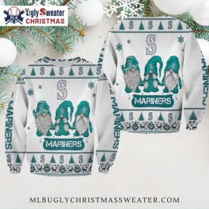 Seattle Mariners Christmas Gnomes White Ugly Christmas Sweater