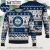 Seattle Mariners Patchwork Trees And Snowflakes Ugly Christmas Sweater