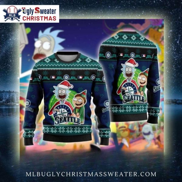 Seattle Mariners Rick And Morty Christmas Party Ugly Sweater