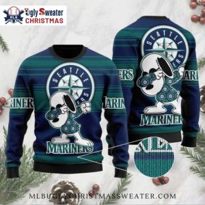 Seattle Mariners Snoopy Dabbing Christmas Ugly Sweater