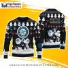 Seattle Mariners Snoopy Snow Dripping Holiday Ugly Sweater