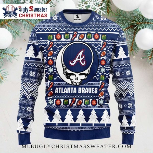 Skull Logo Atlanta Braves Holiday Ugly Christmas Sweater