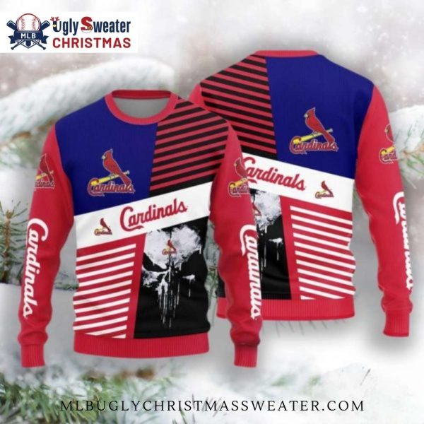 Skull Pattern Stripes St. Louis Cardinals Ugly Sweater