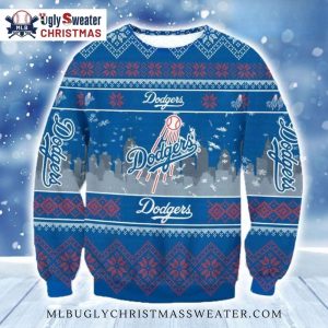 Skyline Dodgers Baseball Christmas City Ugly Sweater