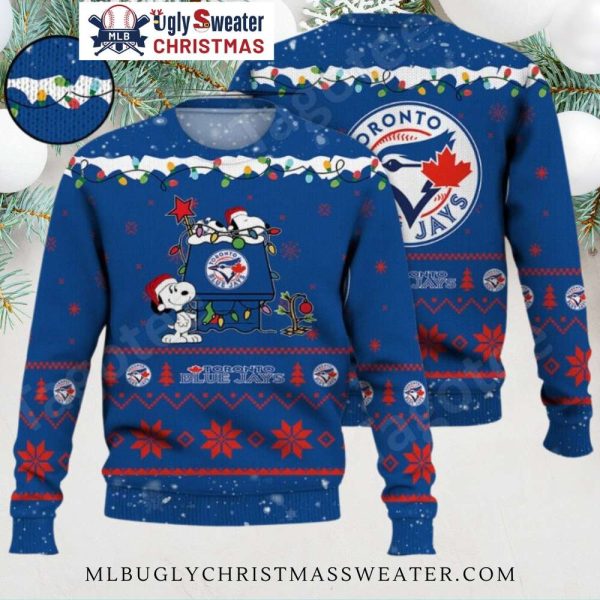 Snoopy And Woodstock Toronto Blue Jays Christmas Ugly Sweater