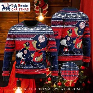 Snoopy And Woodstock Yankees Red Holiday Ugly Sweater