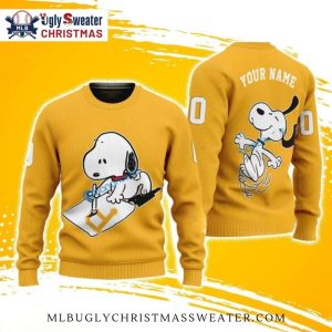 Snoopy Customizable Pittsburgh Pirates Yellow Ugly Christmas Sweater