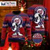 Split Color Nationals W Logo Christmas Sweater – Bold Red And Blue