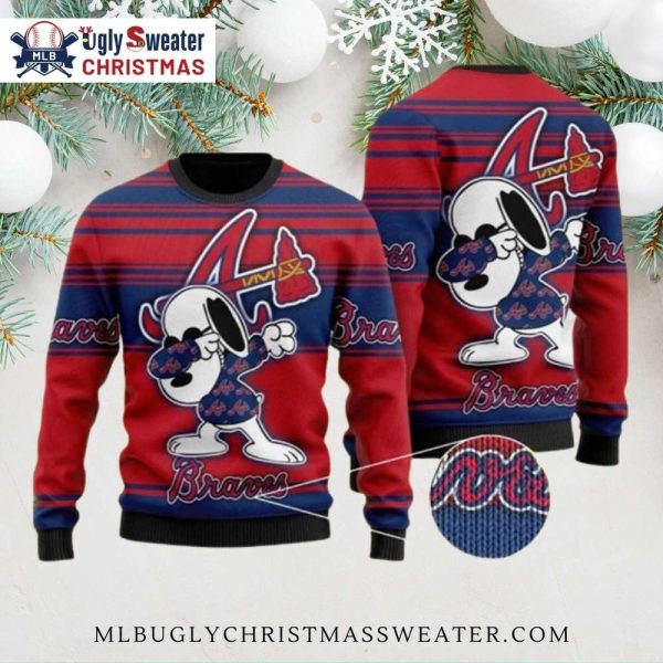 Snoopy Dabbing Atlanta Braves Ugly Christmas Sweater