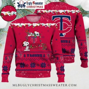 Snoopy Decorating Minnesota Twins Ugly Christmas Sweater