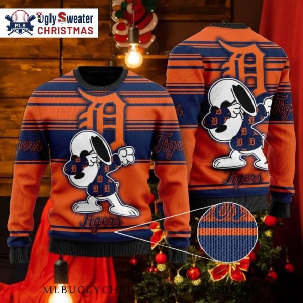 Snoopy Detroit Tigers Dabbing Christmas Sweater