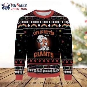 Snoopy Life Is Better With Giants Ugly Christmas Sweater