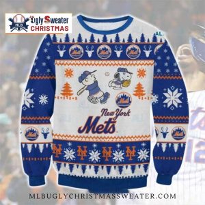 Snoopy Pitching NY Mets Ugly Christmas Sweater