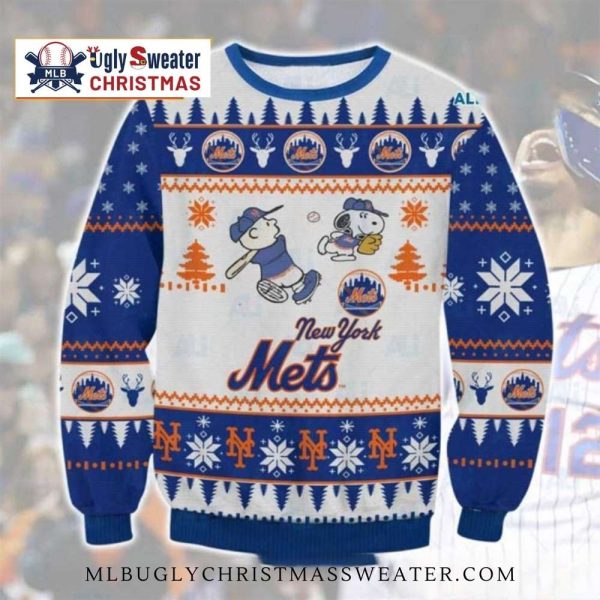 Snoopy Pitching NY Mets Ugly Christmas Sweater