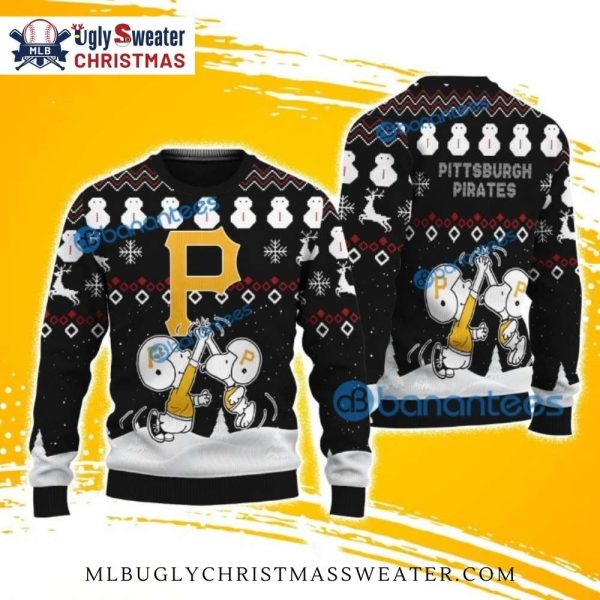 Snoopy Pittsburgh Pirates Snowman Ugly Christmas Sweater – Winter Fun