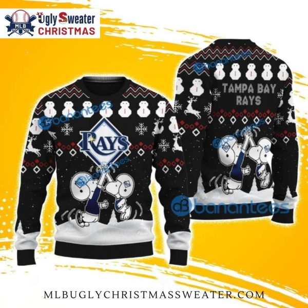 Snoopy Tampa Bay Rays Snowmen Ugly Christmas Sweater