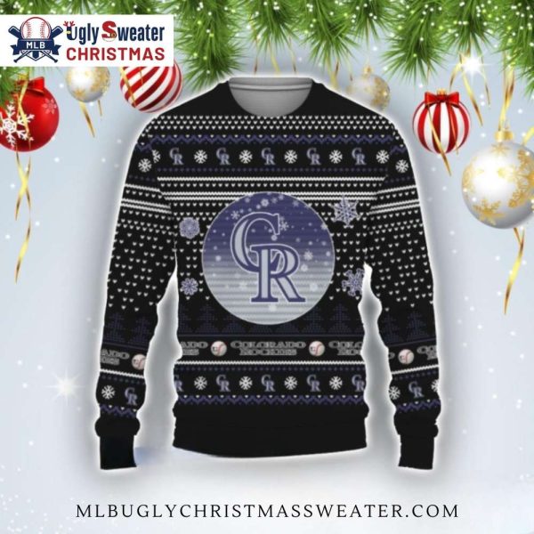 Snowflake And Ball Colorado Rockies Ugly Christmas Sweater Design