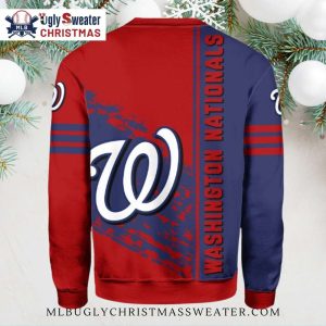 Split Color Nationals W Logo Christmas Sweater – Bold Red And Blue