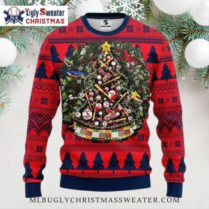 St. Louis Cardinals Baseball-Themed Christmas Tree Wreath Ugly Sweater