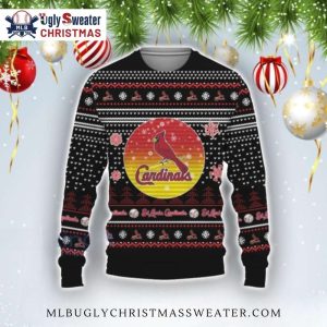 St. Louis Cardinals Black Sunset Logo Christmas Sweater