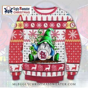 St. Louis Cardinals Gnome Peace Sign Ugly Christmas Sweater