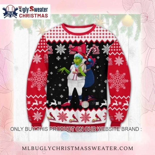 St. Louis Cardinals Grinch Baseball Player Ugly Christmas Sweater