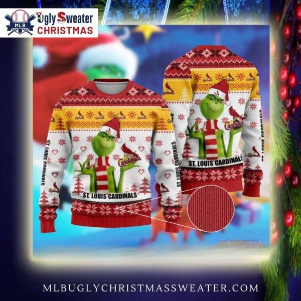 St. Louis Cardinals Grinch Smiling Festive Ugly Christmas Sweater