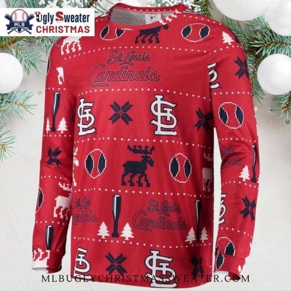 St. Louis Cardinals Iconic Logo Holiday Moose Ugly Sweater