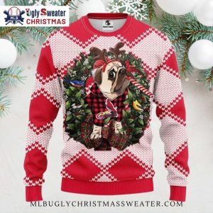 St. Louis Cardinals Reindeer Pug Argyle Ugly Christmas Sweater