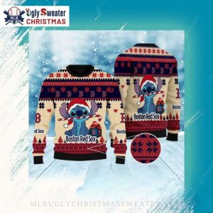 Stitch Boston Red Sox Ugly Christmas Sweater With Holiday Theme