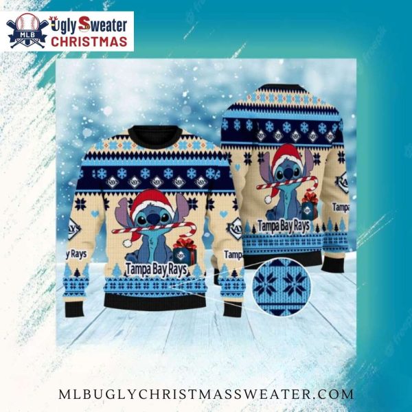 Stitch Santa Tampa Bay Rays Candy Cane Ugly Sweater