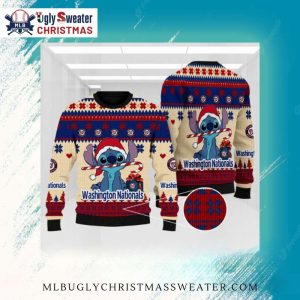 Stitch Washington Nationals Candy Cane Christmas Sweater