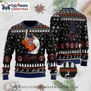 Swinging Tiger Detroit Tigers Baseball Ugly Christmas Sweater