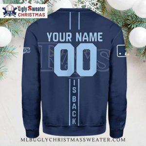 Tampa Bay Rays Baseball Player Stripe Ugly Christmas Sweater 2