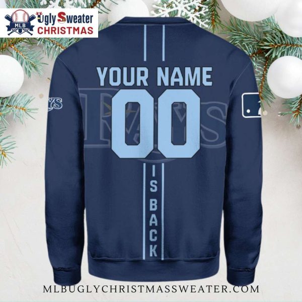 Tampa Bay Rays Baseball Player Stripe Ugly Christmas Sweater